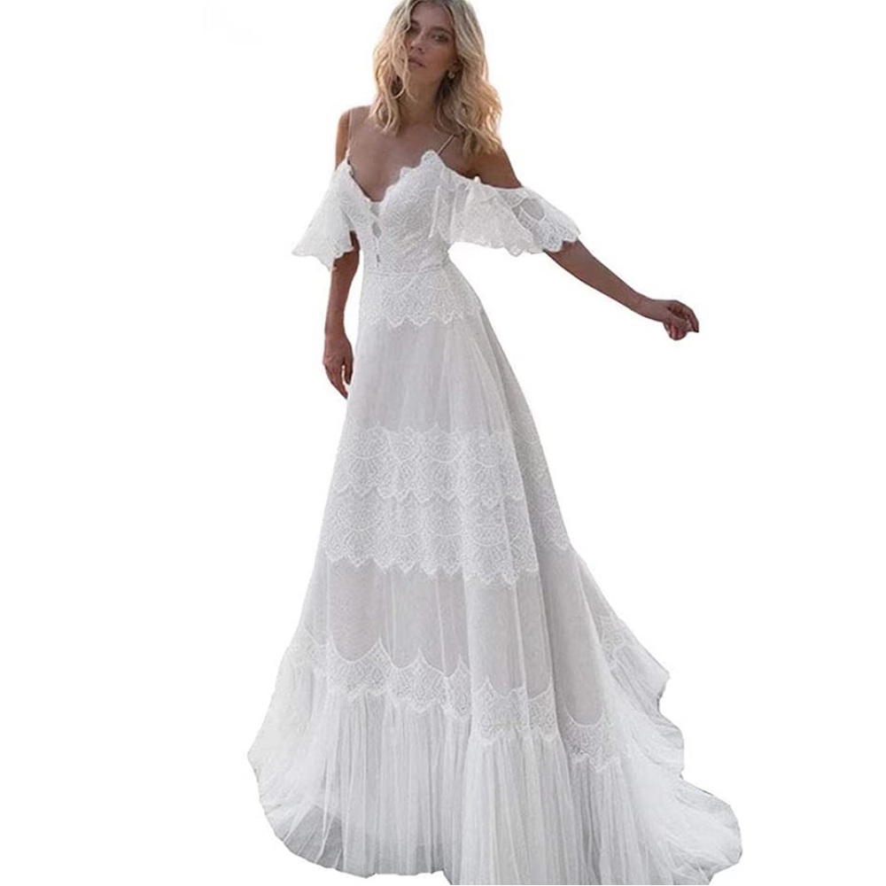 White Flutter Sleeve Sweetheart Maxi Gown